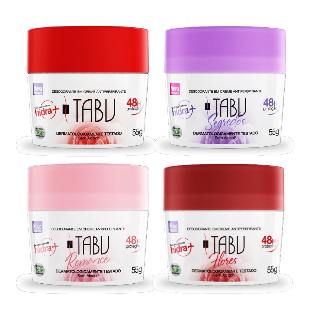 Desodorante em Creme Tabu 55g Kit C/4 Unidades Shopee Brasil