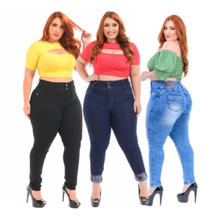Kit 2 Calcas Top Country Feminino Jeans Feminina Plus Size Skinny