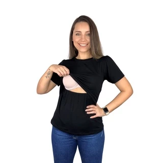 Blusa Amamentação Diversas Cores Viscolycra Premium Camiseta Manga Curta T-shirt Gestante Grávida