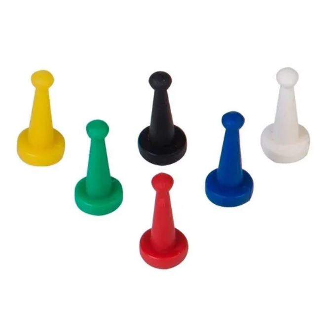 Bonwuno Conjunto de dados de xadrez de peão colorido de plástico Pion 6  peões 20×14×2 para acessórios de tabuleiro