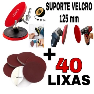 Suporte Com Velcro + 40 Lixas Disco Para Esmerilhadeira / Parafusadeira Barato