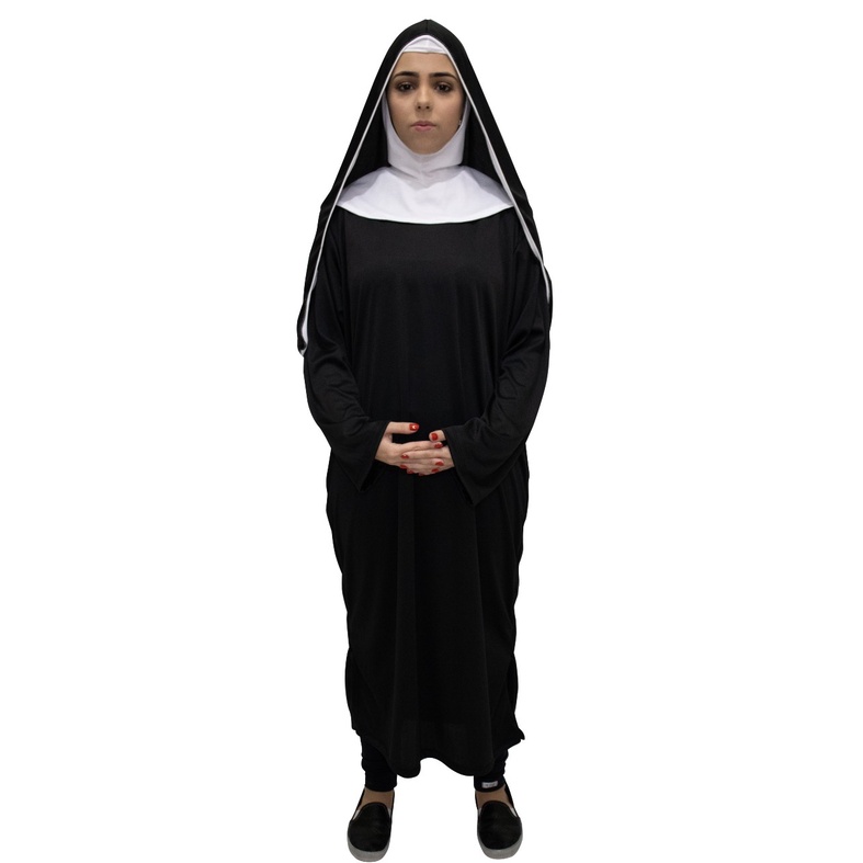 Fantasia Halloween Noviça do Mal Freira Adulta Vestido + Véu