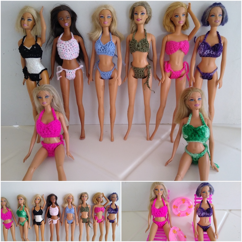 Maiô P/ Boneca Barbie Biquíni Roupa Banho Praia Sapatos 19p