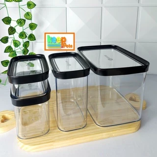 Kit Conjunto 4 potes herméticos 4000, 1500, 1000 e 450ml para mantimentos Helsim