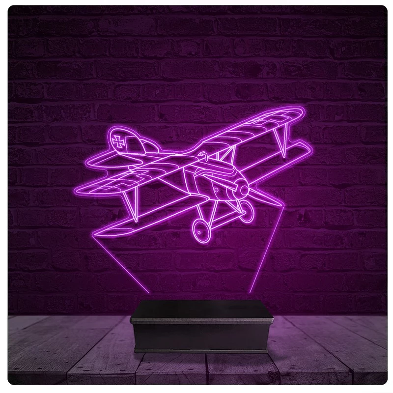 Luminária e Abajur Acrílico Led - Avião Biplace 2 guerra