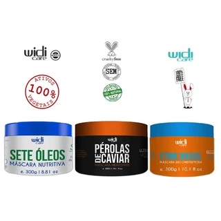 Cronograma Capilar Perolas de Caviar+Máscara Sete Oleos+Máscara Reconstrutora Widi Care Etnik Brasil Hidratação, Nutrição e Reconstrução Produtos Top da Widi Care