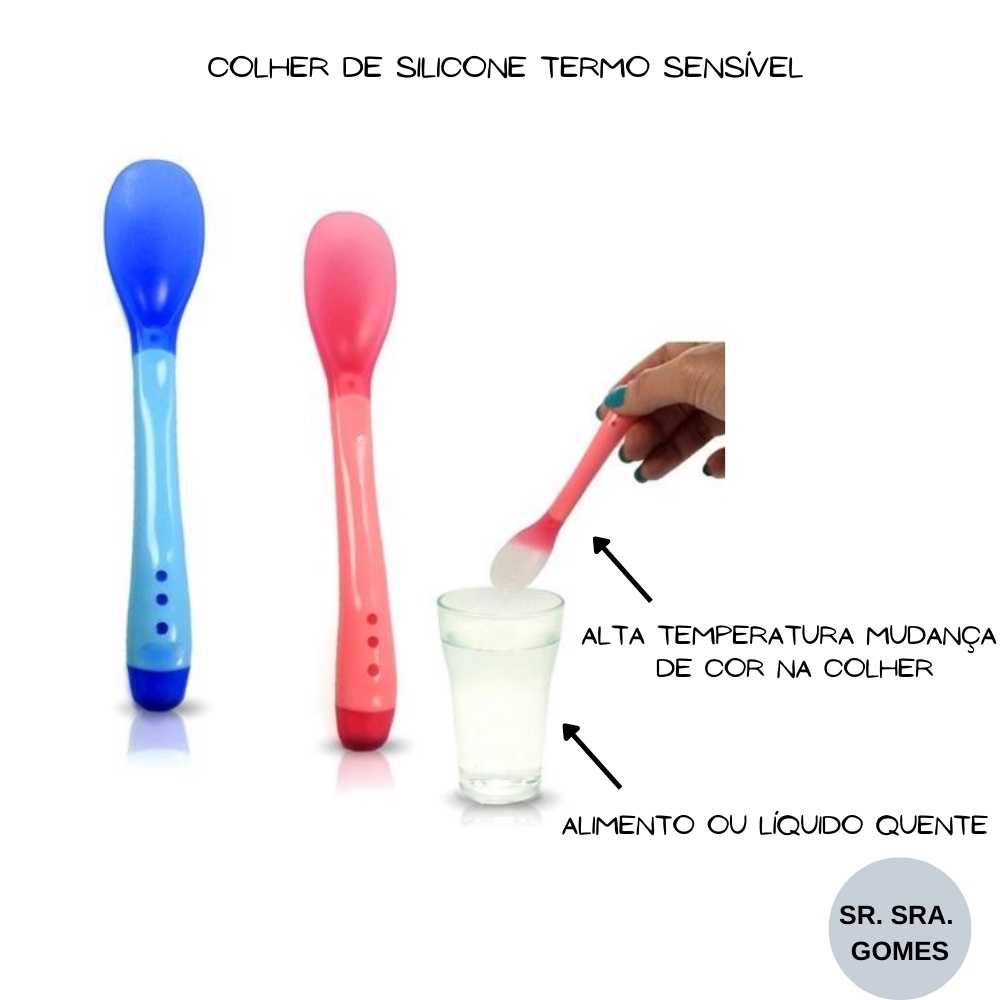 Colher De Silicone Para Bebe Termo Sensível Troca De Cor A Alta ...