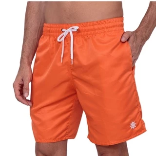 Short Bermuda Masculino Tactel Mauricinho Liso Laranja Praia Treino