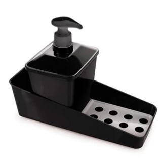 Porta Detergente Suporte Esponja Sabão Cozinha Preto Grande Plasútil