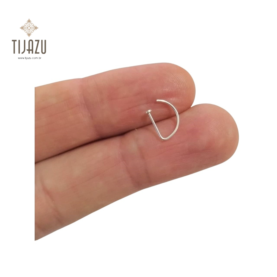 Piercing De Nariz Nostril D-ring Em Prata 925