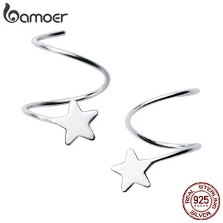 Bamoer Brincos De Prata 925 Com Estrela De Cinco Pontas em Oferta na Shopee