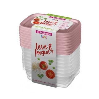 Conjunto De Pote Plastico Sanremo 280ml (leve 8 E Pague 7)