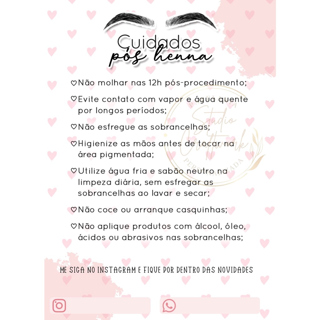 Flyer/Carta/Folheto Cuidados Pós Henna com 50/100 folhas | Shopee Brasil