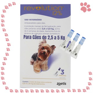 combo antipulgas revolution 30mg para cães de 2,6 a 5kg com 3 comprimidos