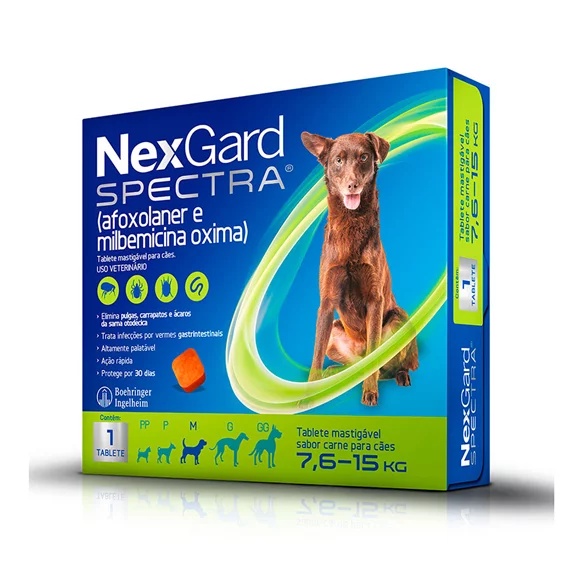 Nexgard Spectra Antipulga Carrapato Sarna Verme 7,6 A 15,0kg