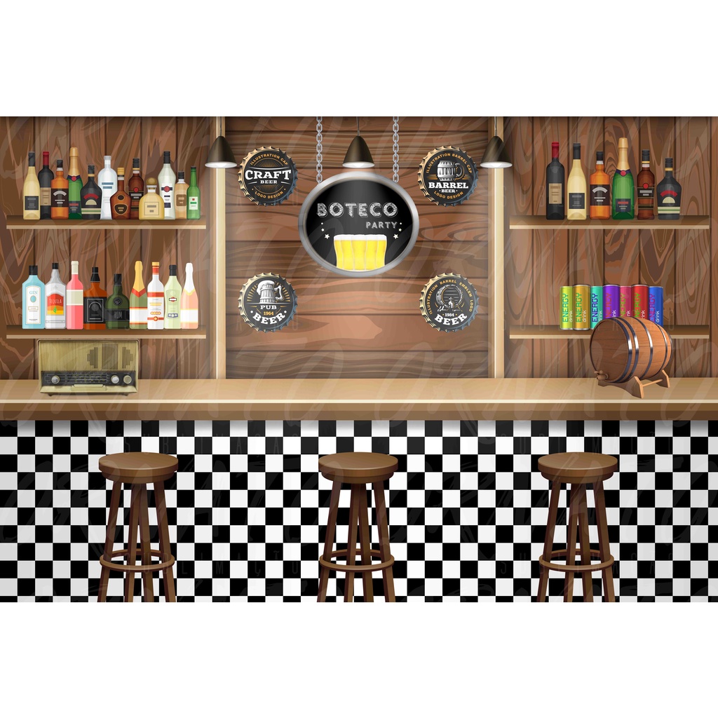 Painel de Festa em Tecido Sublimado 3d Boteco