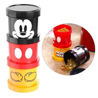 Potes Redondos Empilháveis Mickey Mouse Porta Condimentos Cozinha Prática