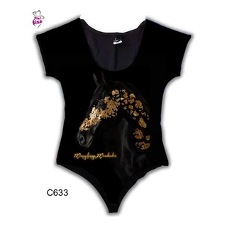 Body Feminino Cavalo Preto Floral Dourado Country Tshirt