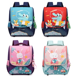 Mochila Escolar De Nylon Com Zíper De Poliéster Respirável Para Crianças Dinossauro