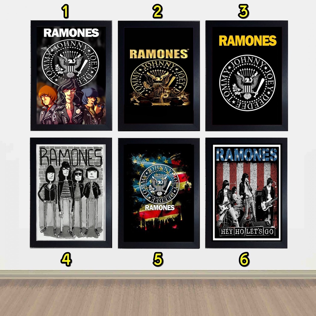 Quadro Decorativo A4 Banda Ramones Hey Ho! Let's Go