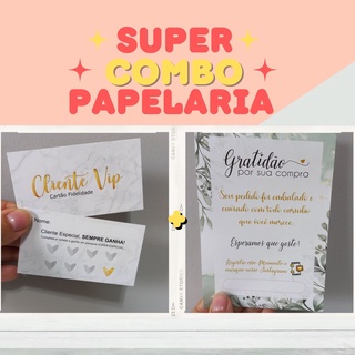SUPER COMBO - ENCANTE SEU CLIENTE - 60un Cartões Fidelidade + 100 Folhetos Agradecimento