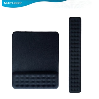 Kit Mouse Pad Ergonômico + Apoio Descanso de Punho Para Teclado Original Multilaser