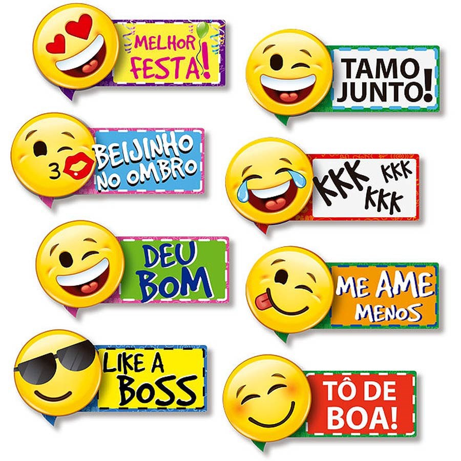 Kit Placa para Festa Emoji - 9 unidades