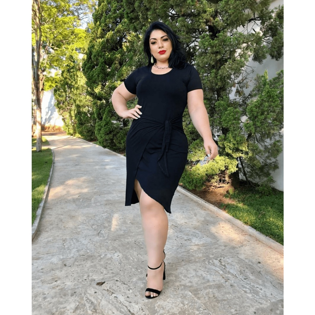 Vestido Premium Transpassado Estilo Envelope - Plus Size | Shopee Brasil