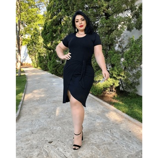 Vestido Curto Laís Poá Black Plus Size - Chic e Elegante