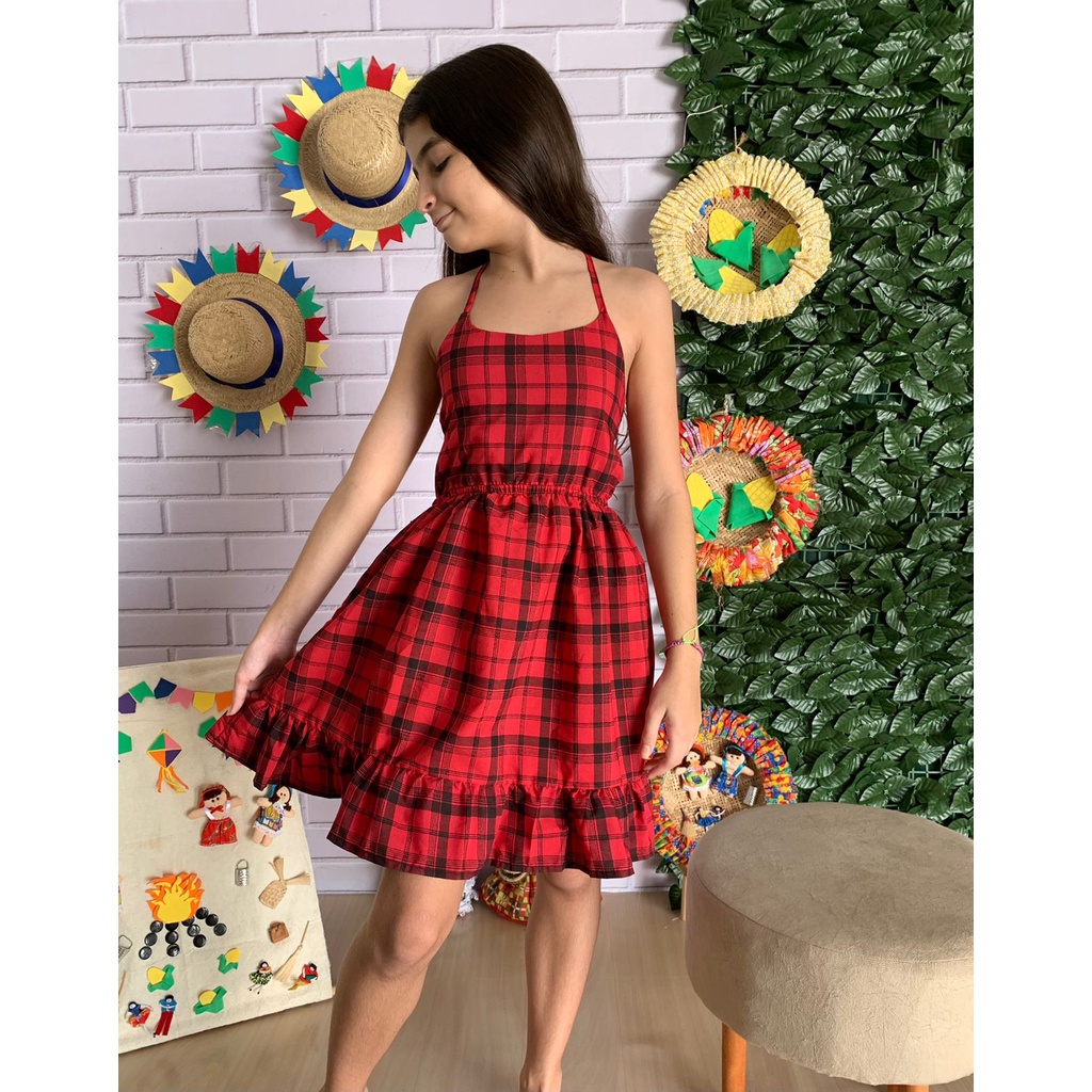 Vestido Infantil Xadrez Vermelho - Little Closet