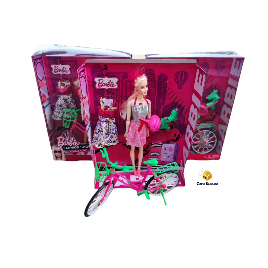 Boneca Articulada Tipo Barbie Musical Com Bicicleta E Acessórios