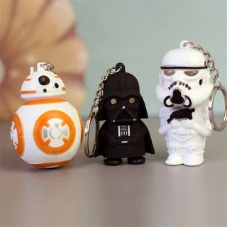 Chaveiros Com Luz led darth vader As Tropas Da Tempestade bb8 Figuras De Ação Chaveiro Porta-Chaves characte