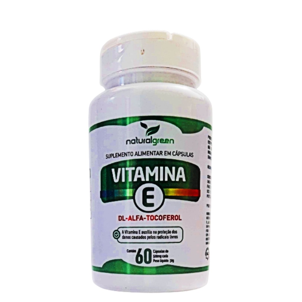 Vitamina E, DLALFATOCOFEROL, 60 Cápsulas 500mg, Naturalgreen. Shopee Brasil