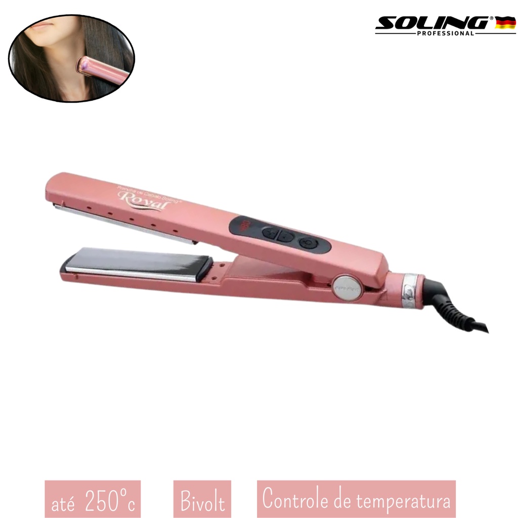 Chapinha Profissional Bivolt Cabo de 3 Metros Prancha Placa Titanium ...
