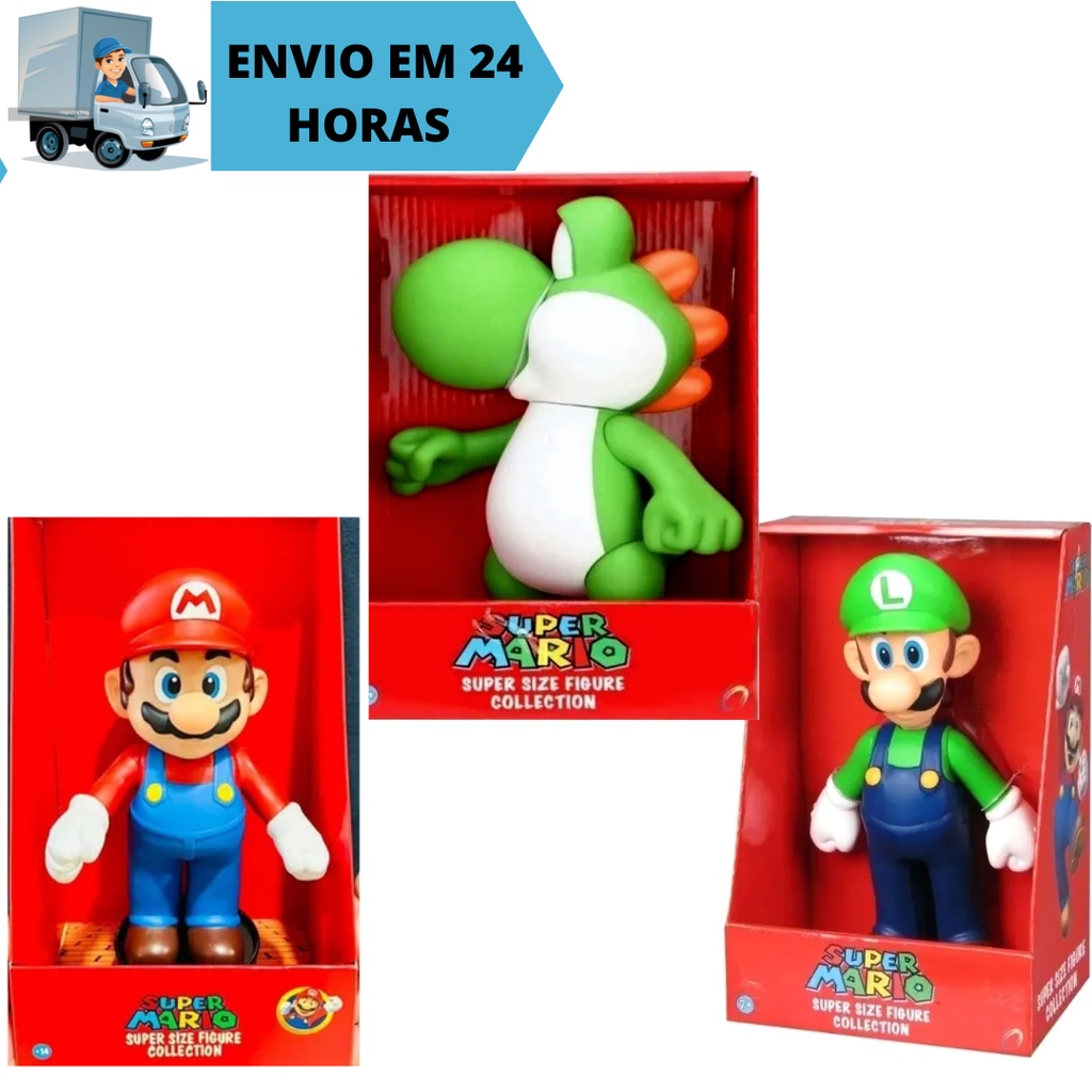 Boneco Yoshi 23cm Super Mario Bros Na Caixa