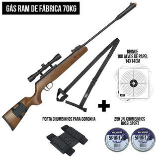 Carabina Presão Black Hawk Gás Fixxar 5.5+Luneta 4x32 +Alvos