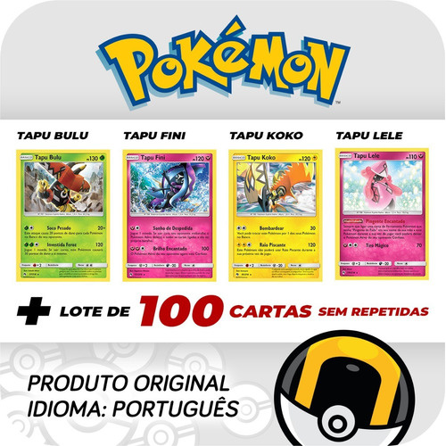 Tapu Bulu Tapu Fini Tapu Koko Tapu Lele Com Lote 100 Cartas | Shopee Brasil