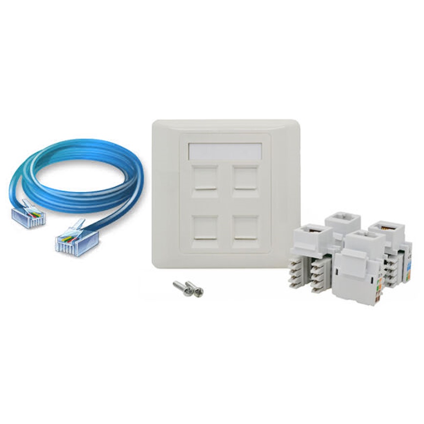 Painel Keystone RJ45 para Rede - Tipo 86mm (4 Portas) - Kit Completo ...