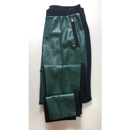 Zara Dark Green Faux Leather Leggings