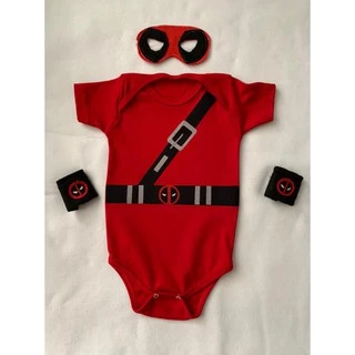 Body Deadpool Bebê Fantasia Festa Mesversário Máscara Héroi