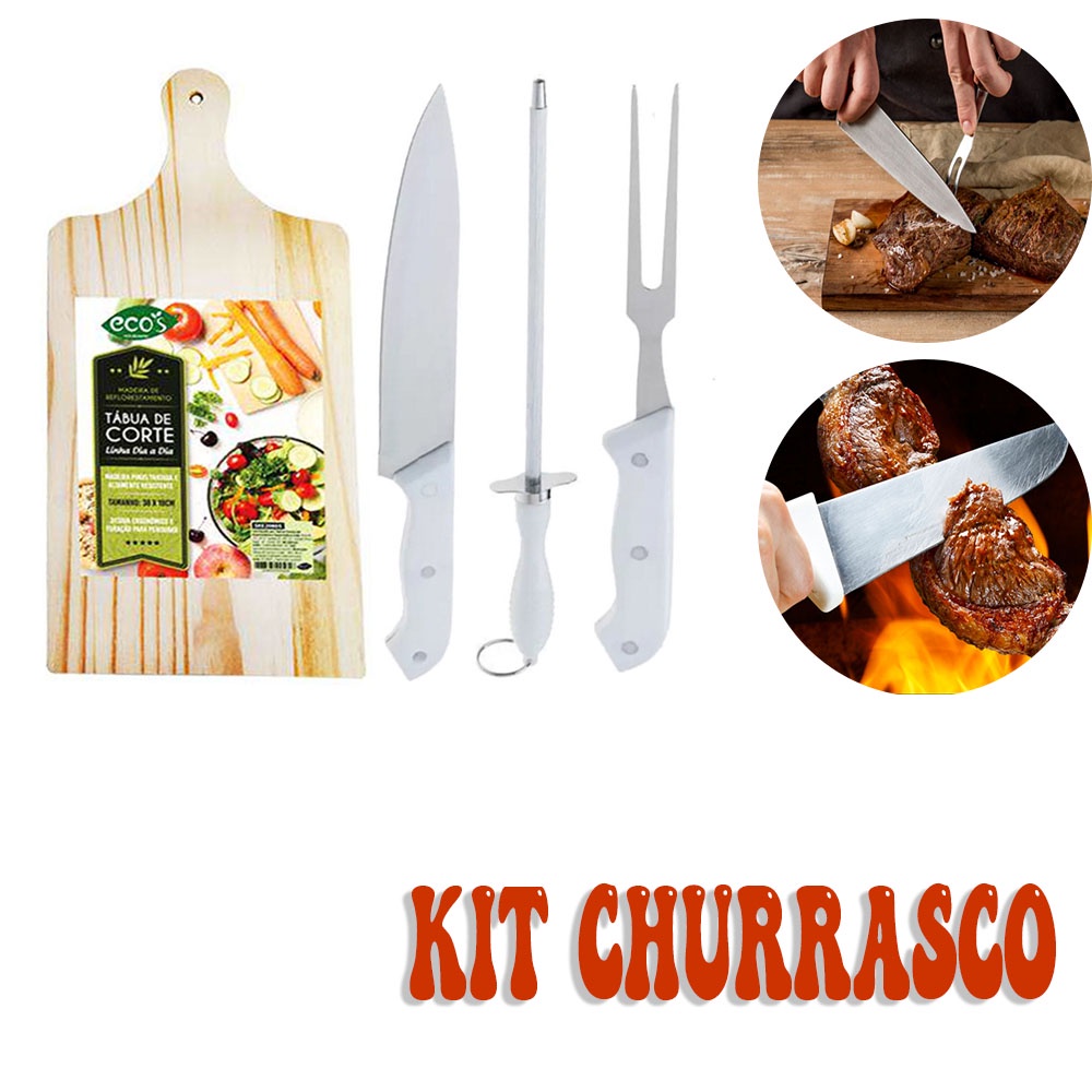 Kit Churrasco RAM - Garfo e Faca - Aço Inox Acabamento Black