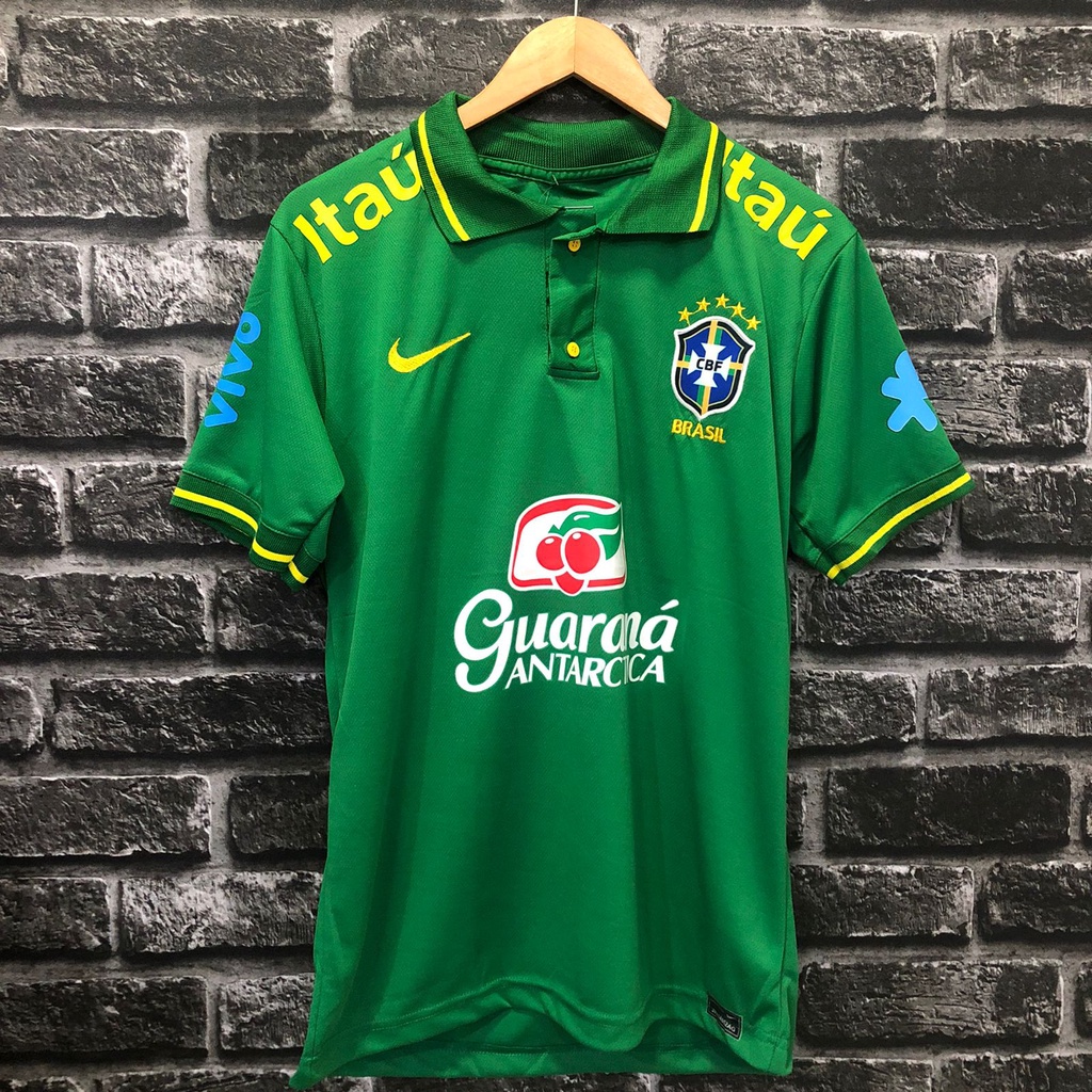 camisa do brasil verde =com gola e patrocinio