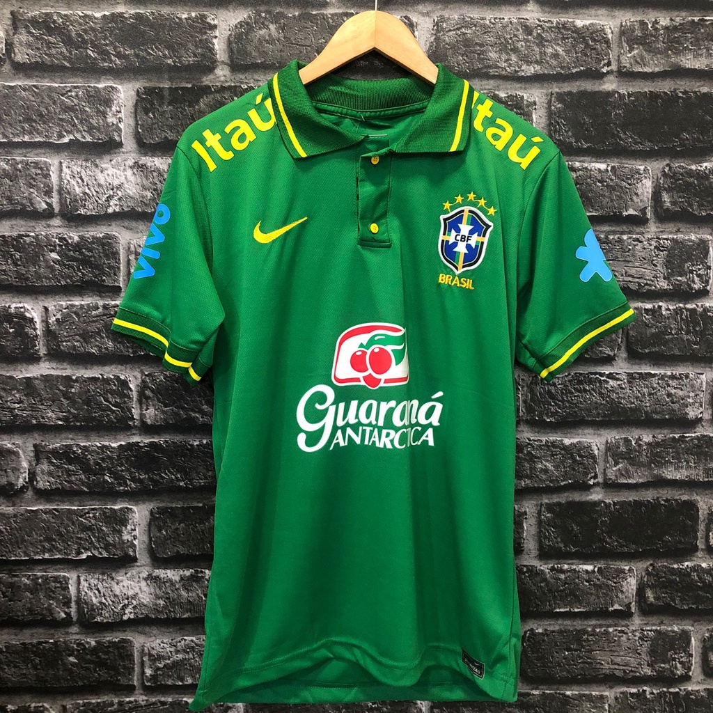 camisa do brasil verde =com gola e patrocinio | Shopee Brasil