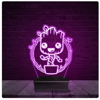 Luminária e Abajur Acrílico Led - Groot Marvel 11