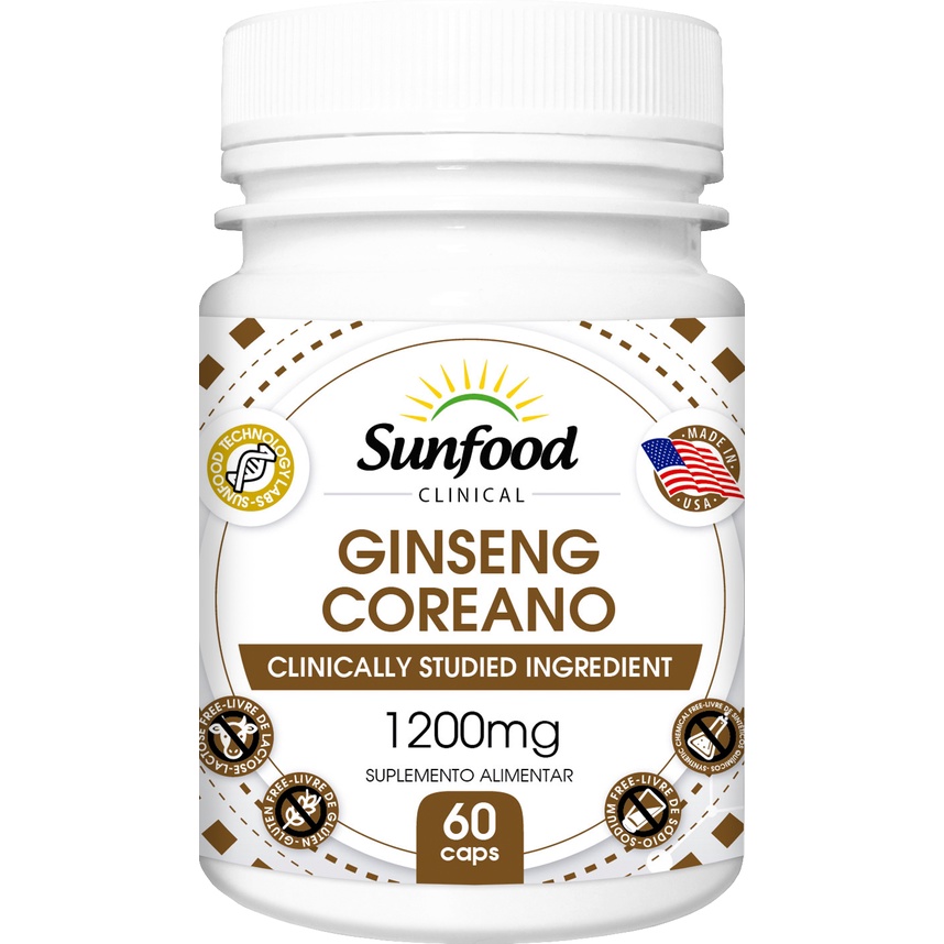 Ginseng Coreano 1200mg 60 cápsulas - Sunfood
