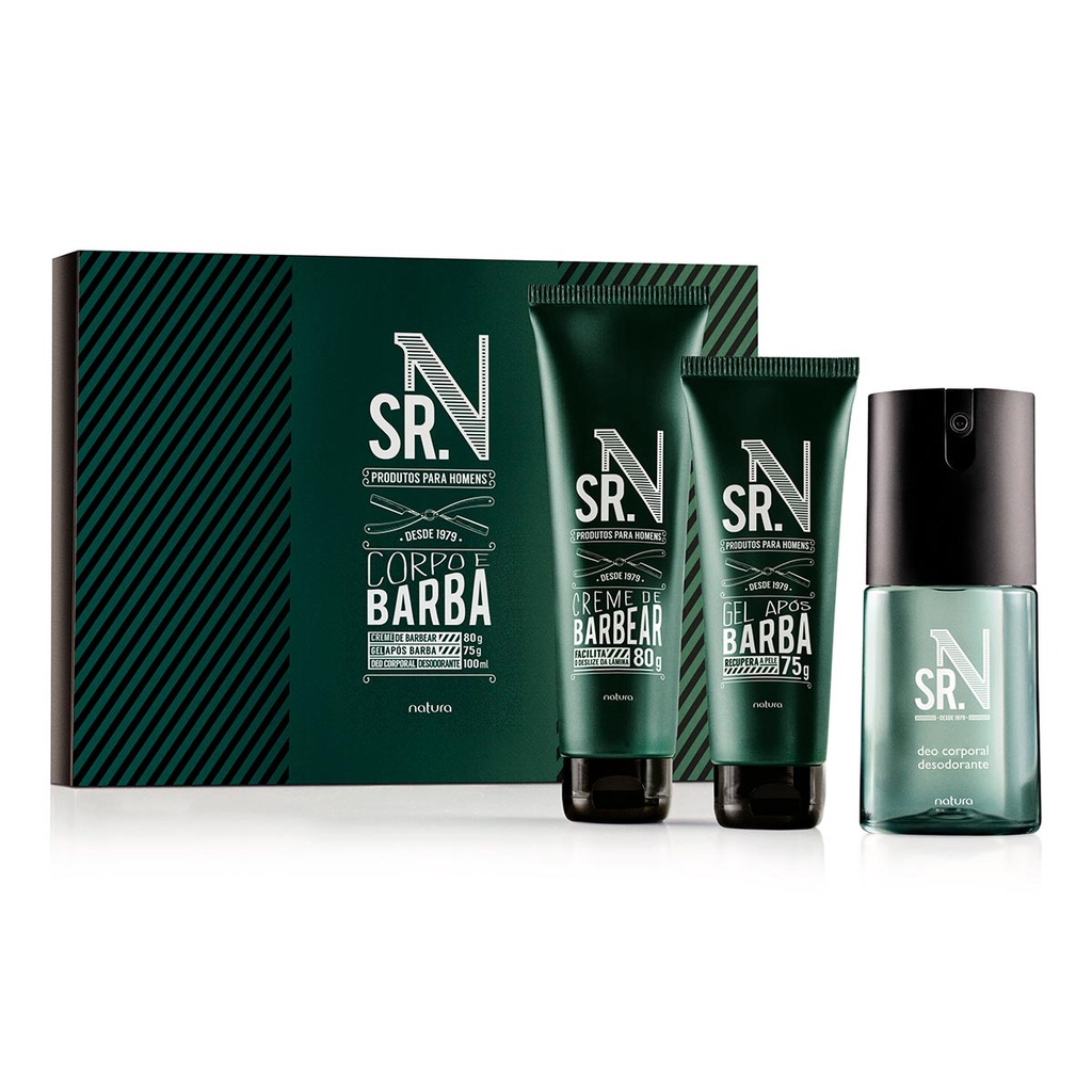 Kit Natura Sr N Tradicional Deo Corporal + Creme de Barbear Espumante ...