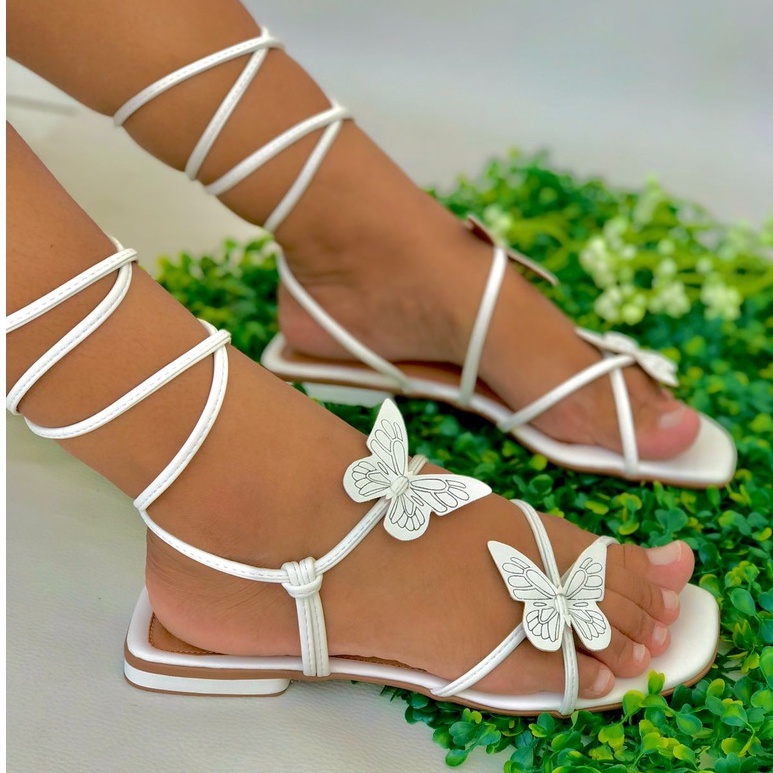Sandália Rasteirinha Feminina Rasteira Com AmarraÃ§Ã£o Sandália