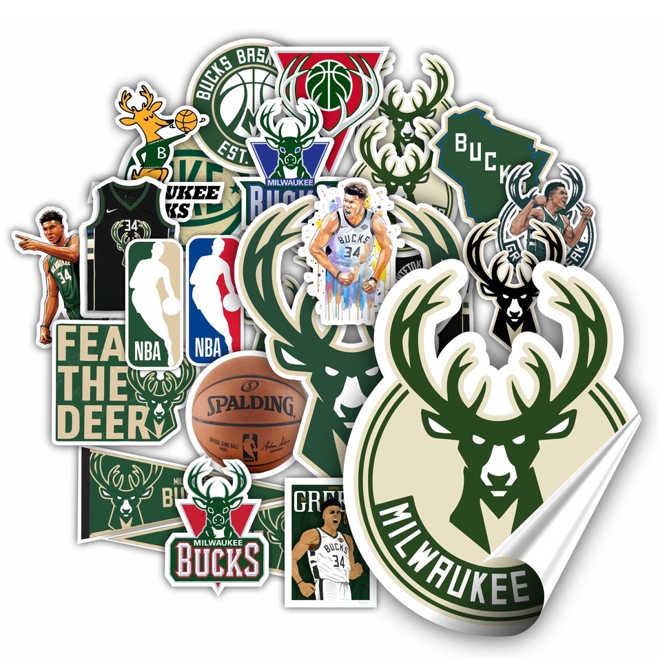 Milwaukee Bucks NBA Kit com 23 adesivos - Stickers/Figurihas nba ...