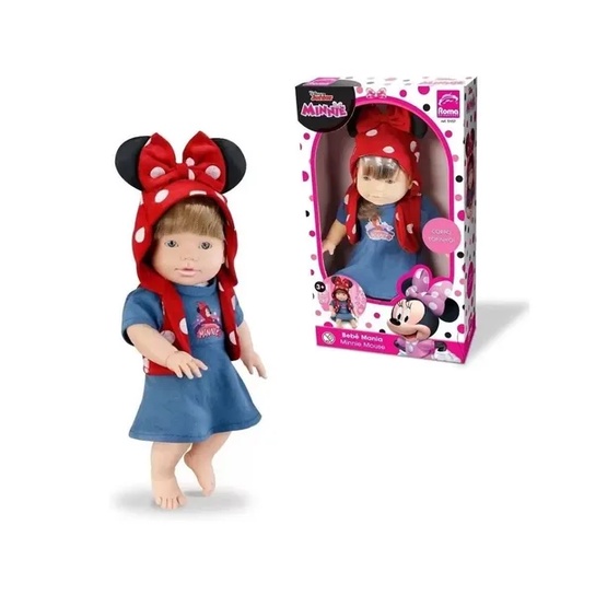 Boneca Bebe Mania Minnie Mouse Roma Brinquedos Shopee Brasil