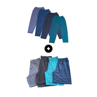 Kit 01 calça + 1 shorts de pijama masculino liso malha fria em Oferta na Shopee